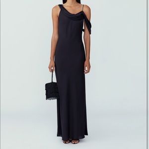 Francois Black Matte Satin Slip Dress